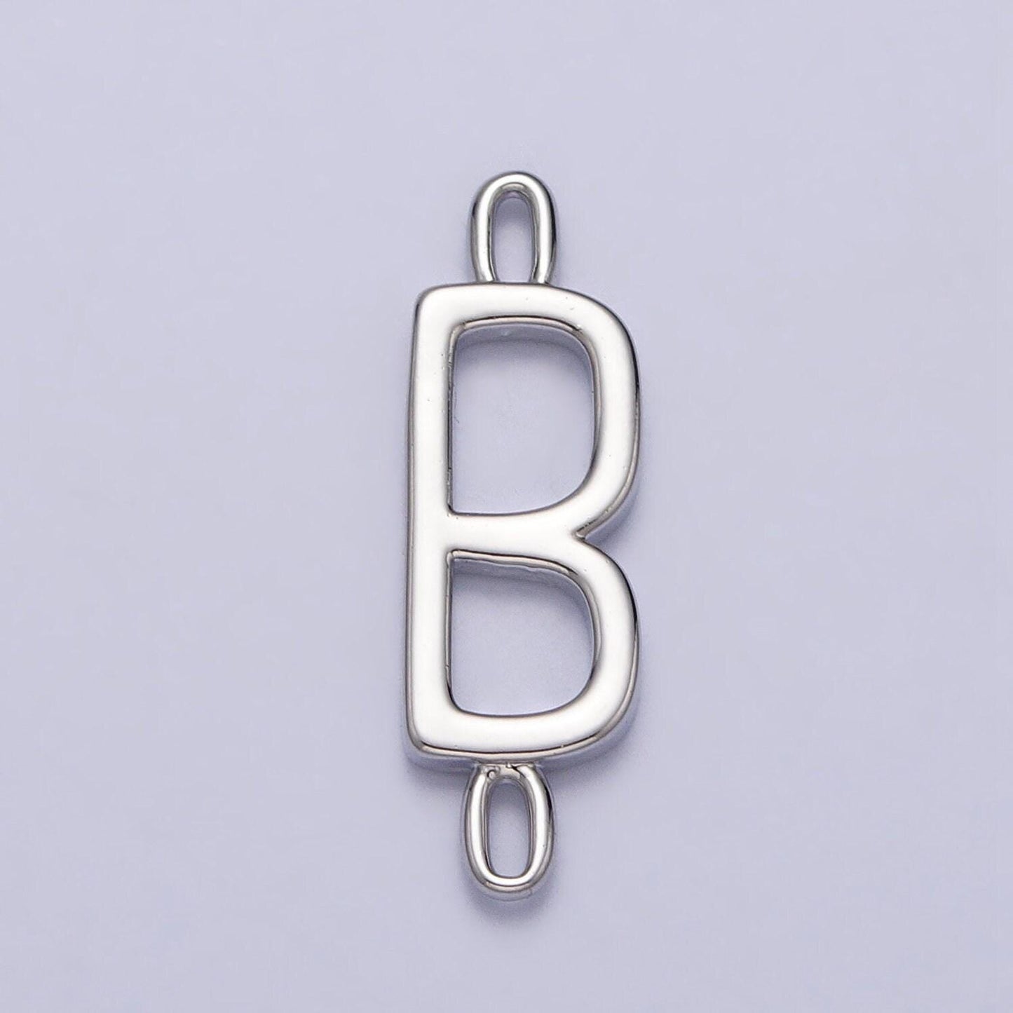 Dainty sideway initial charm connector silver letter dainty name necklace link connector for personalized jewelry supply bracelet necklace