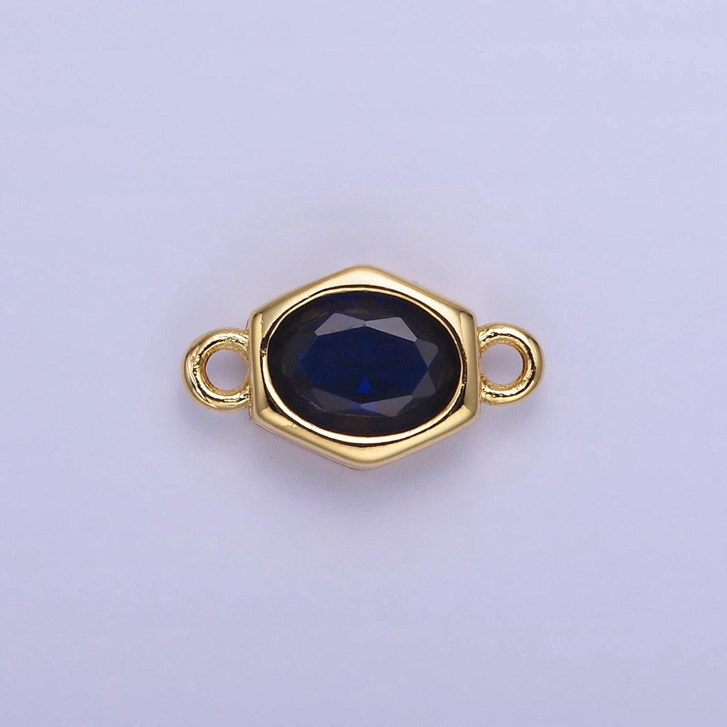 9mm abstract oval gold filled bezel cut charm connectors cubic zirconia bezel charm bracelet necklace supply cz birthstone connectors g414