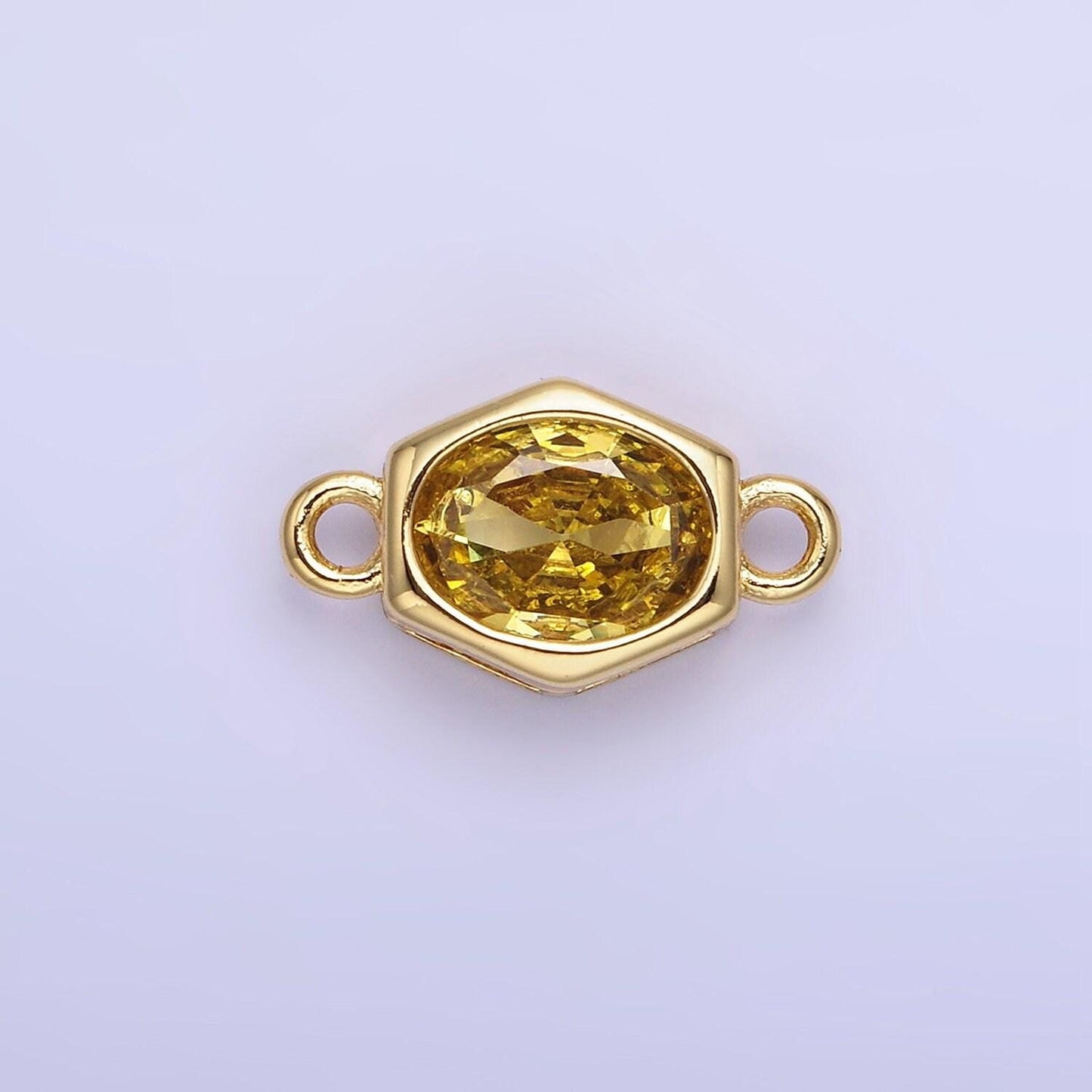 9mm abstract oval gold filled bezel cut charm connectors cubic zirconia bezel charm bracelet necklace supply cz birthstone connectors g414