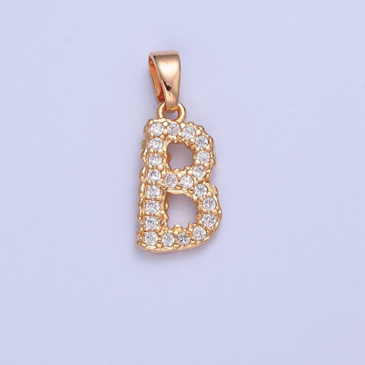 Dainty gold filled tiny micro pave cubic zirconia cz stones initial letter alphabet pendants for personalized jewelry | a849-a861