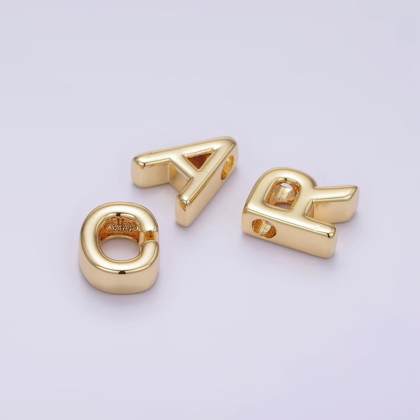 Gold upper case alphabet beads, bead a-z 1x for jewelry making | zz-a1487-1499
