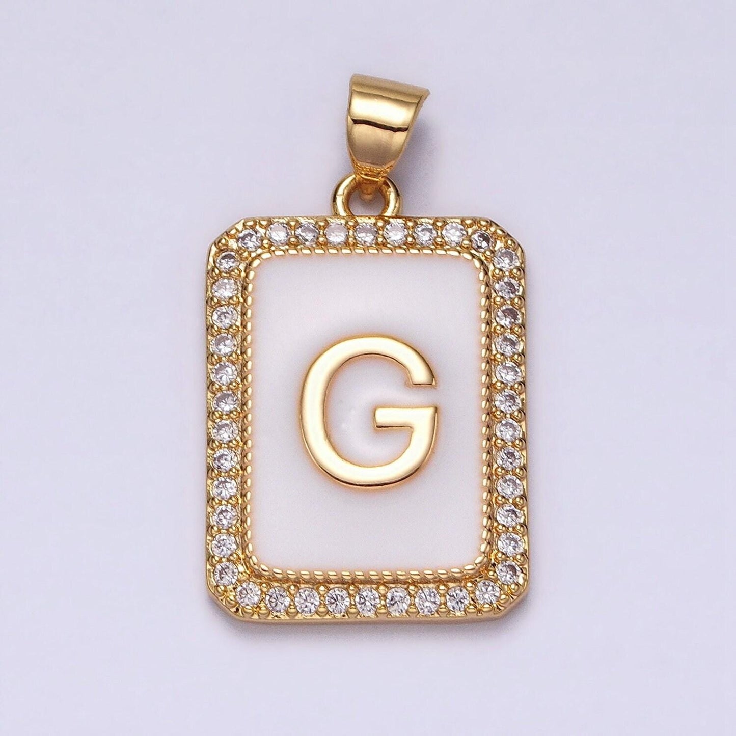 16k gold filled initial tag letter charm alphabet letter enamel micro pave tile charm pendant for necklace jewelry making a482-a494