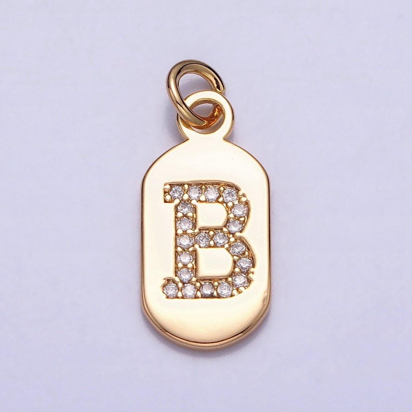 Initial tag charm small dog tag charm necklace bracelet dainty name tag rectangle tag pendant alphabet personalized gift for her a070-082