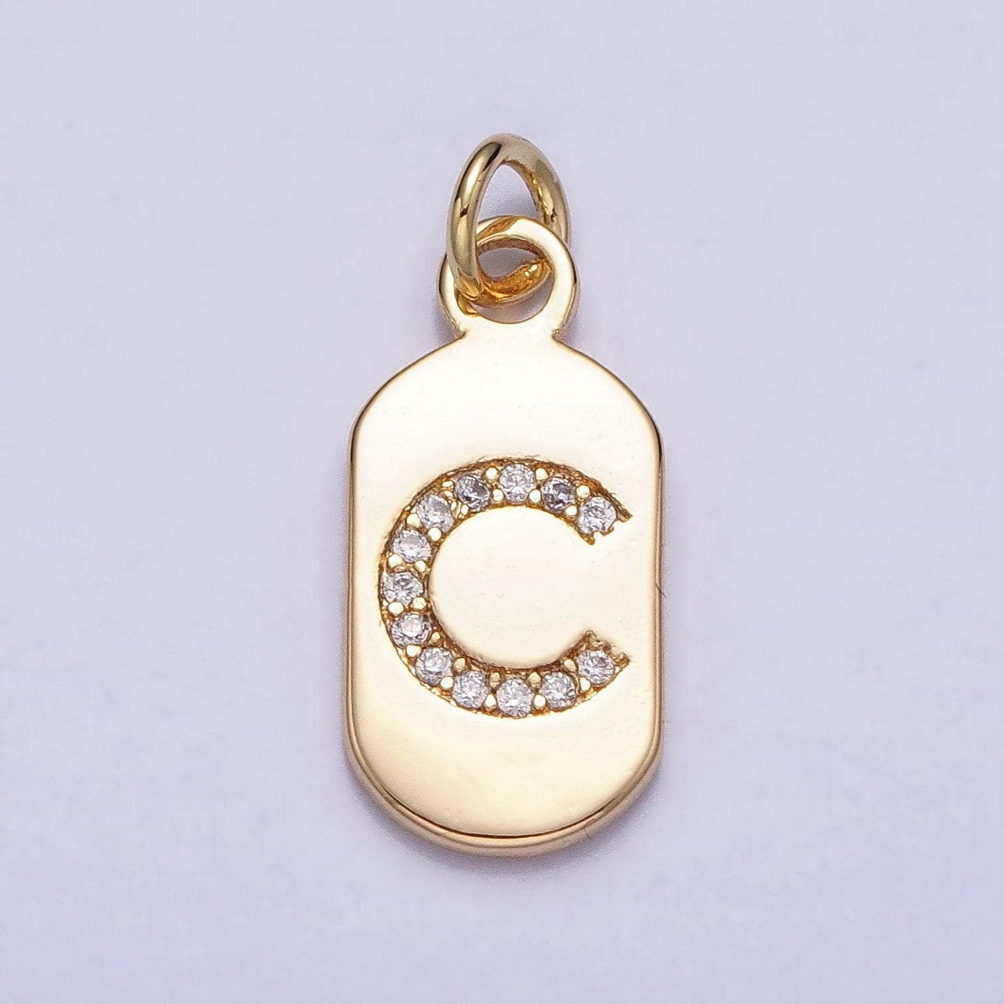 Initial tag charm small dog tag charm necklace bracelet dainty name tag rectangle tag pendant alphabet personalized gift for her a070-082