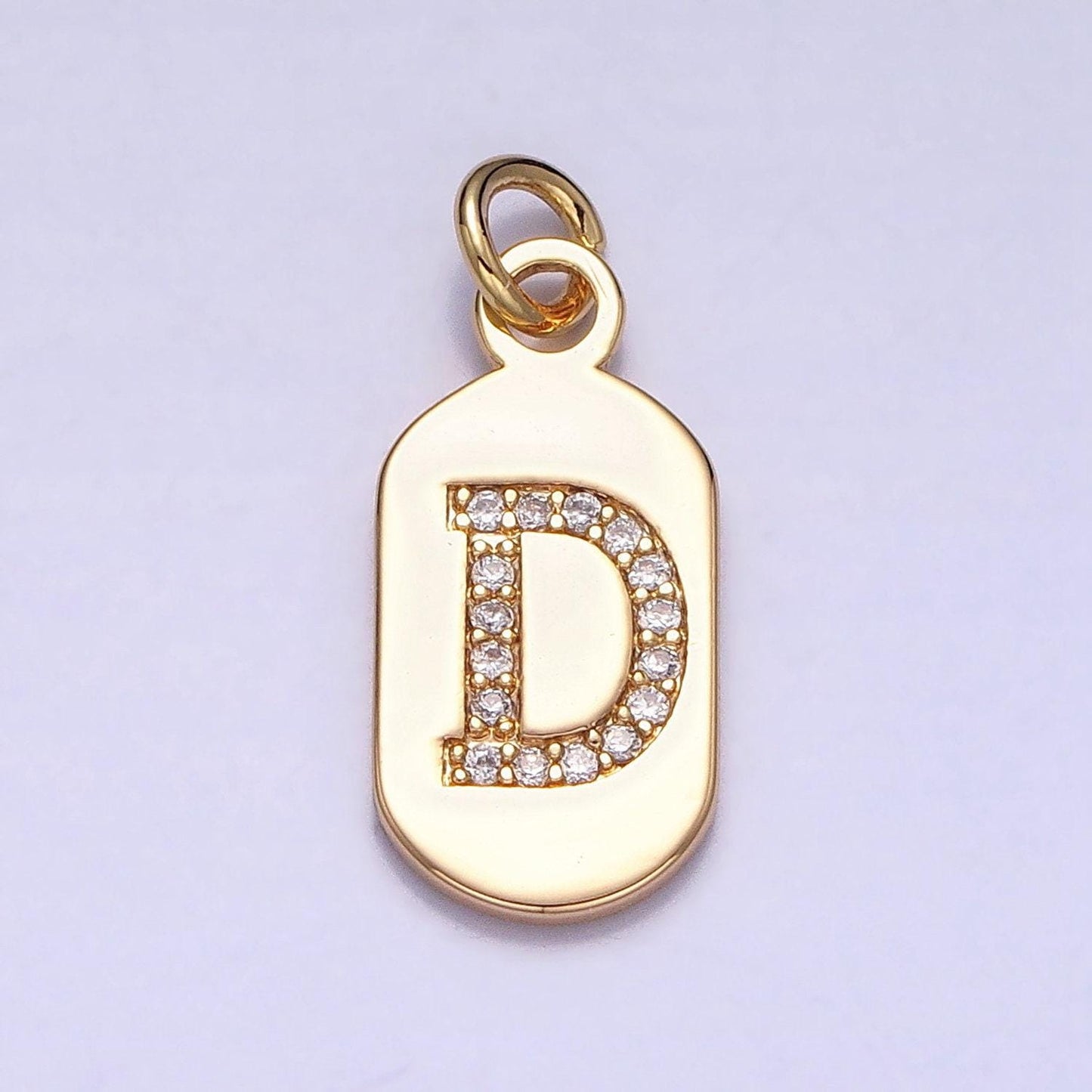 Initial tag charm small dog tag charm necklace bracelet dainty name tag rectangle tag pendant alphabet personalized gift for her a070-082