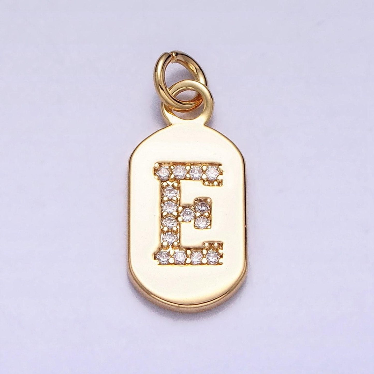 Initial tag charm small dog tag charm necklace bracelet dainty name tag rectangle tag pendant alphabet personalized gift for her a070-082