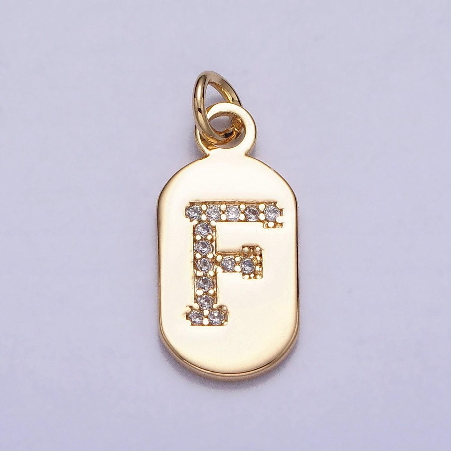 Initial tag charm small dog tag charm necklace bracelet dainty name tag rectangle tag pendant alphabet personalized gift for her a070-082