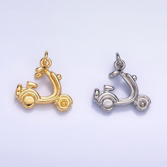 24K Gold Filled Motor Scooter Charm 13x14mm Charm Mopped Charm Bracelet Necklace Pendant Minimalist Charms W315