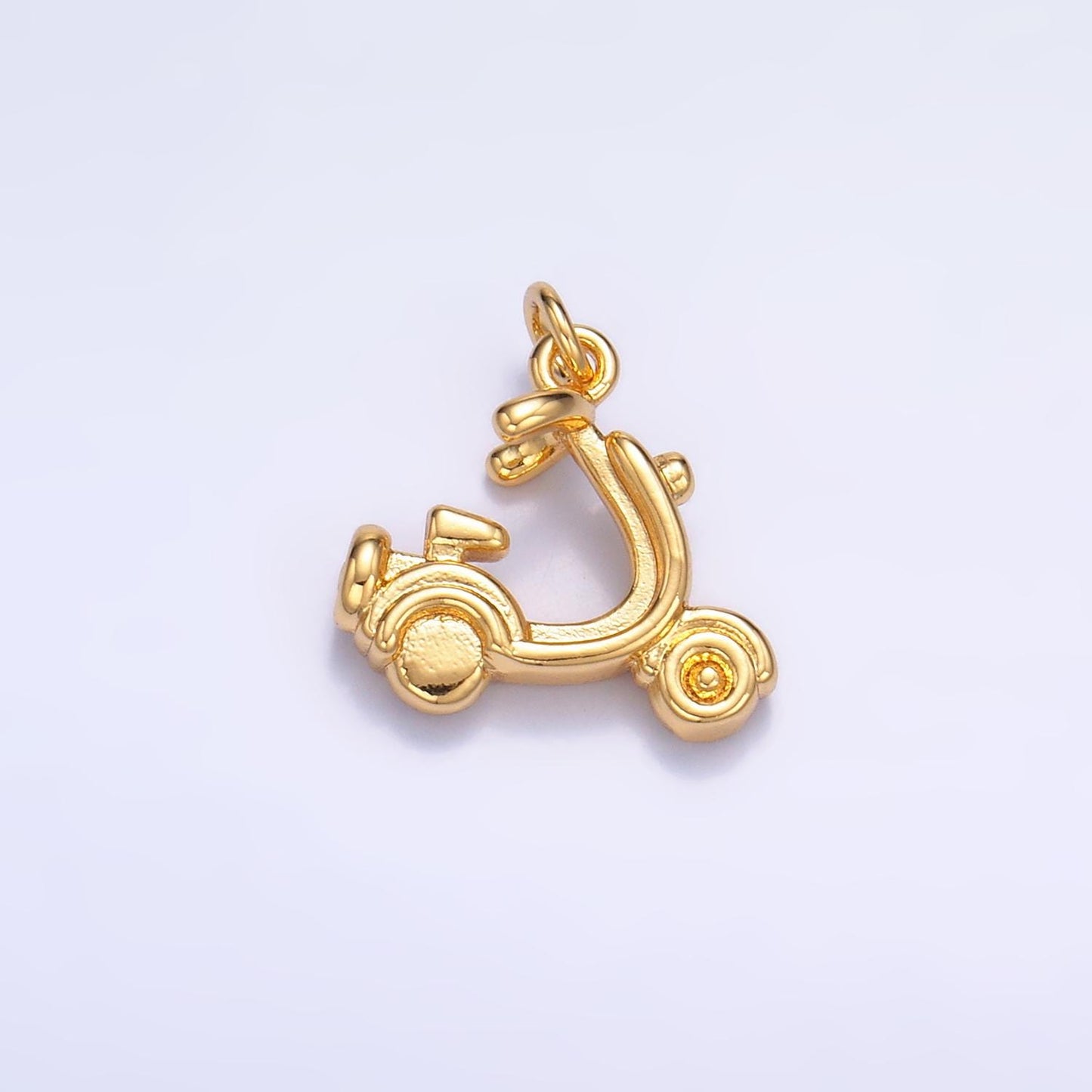 24K Gold Filled Motor Scooter Charm 13x14mm Charm Mopped Charm Bracelet Necklace Pendant Minimalist Charms W315