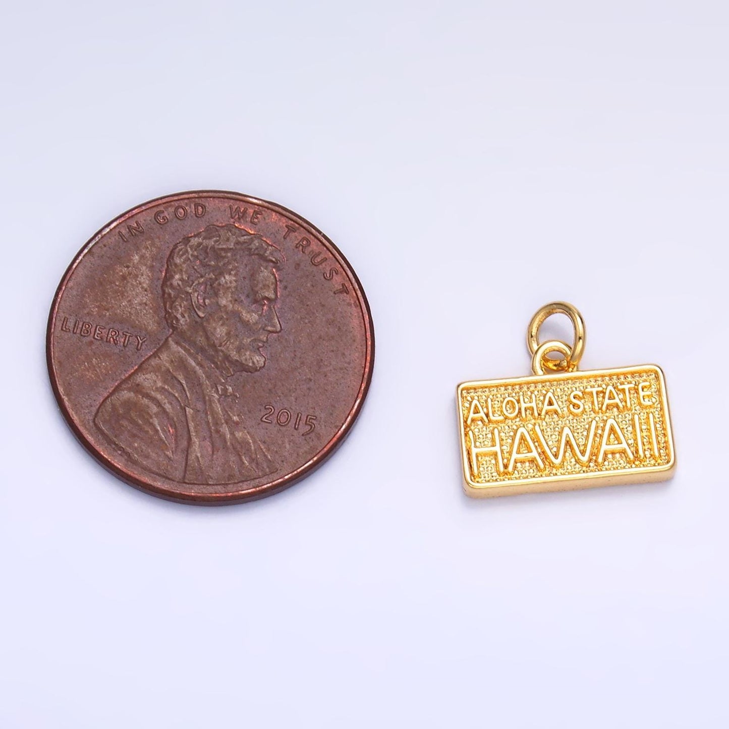 Dainty Gold Filled Aloha State Hawaii Charm for Bracelet Necklace Girl Dangle Charm Travel Charm Gift Idea License Plate Inspired W284
