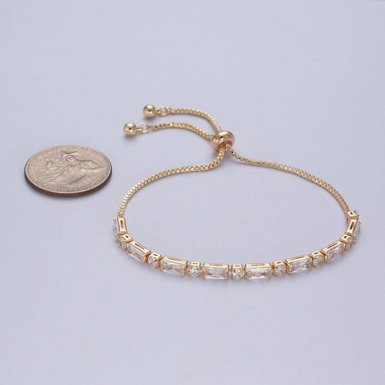 3mm cubic zirconia adjustable bracelet, clear stone cubic zirconia, gold filled bracelet adjustable modern tennis women bracelet