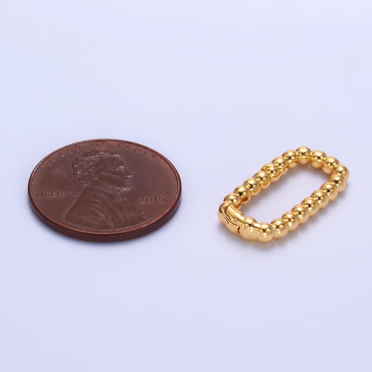 Dainty oval gold push gate ring 24k gold filled oval ball beaded ring charm holder enhanced link connector for jewelry making supply z1021