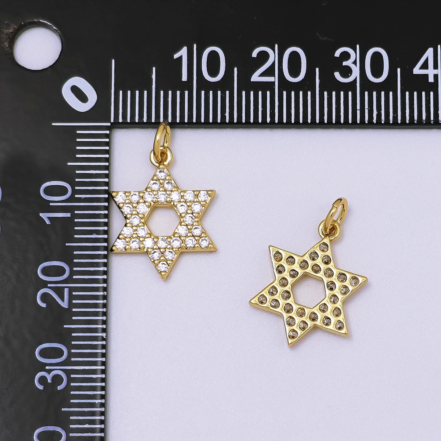 CZ Gold Star of David, Hanukkah, Jewish Symbol, Hebrew, Judaism Charm for Jewelry Making | C-173