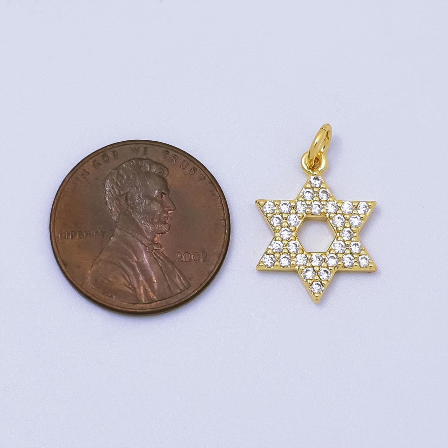 CZ Gold Star of David, Hanukkah, Jewish Symbol, Hebrew, Judaism Charm for Jewelry Making | C-173