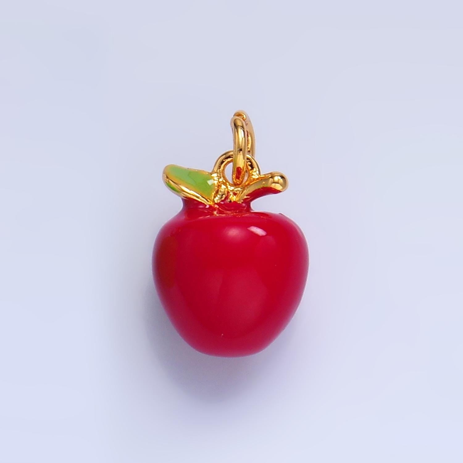 24k gold filled red washington apple Charm Green Apple Fuji Pendant Food fruit charm | W344