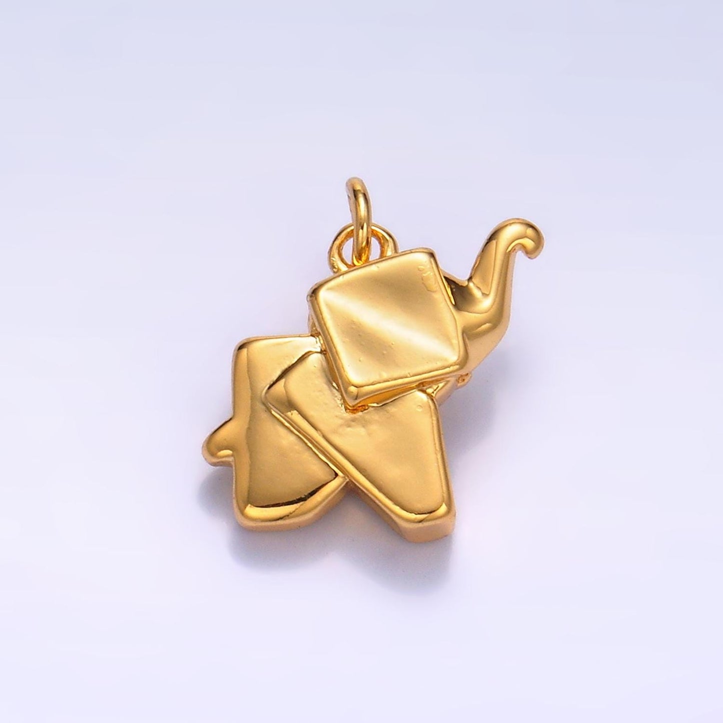24k Gold Filled Simple Origami Elephant Pendant, Minimalistic Paper Dumbo Charms For DIY Jewelry | W245