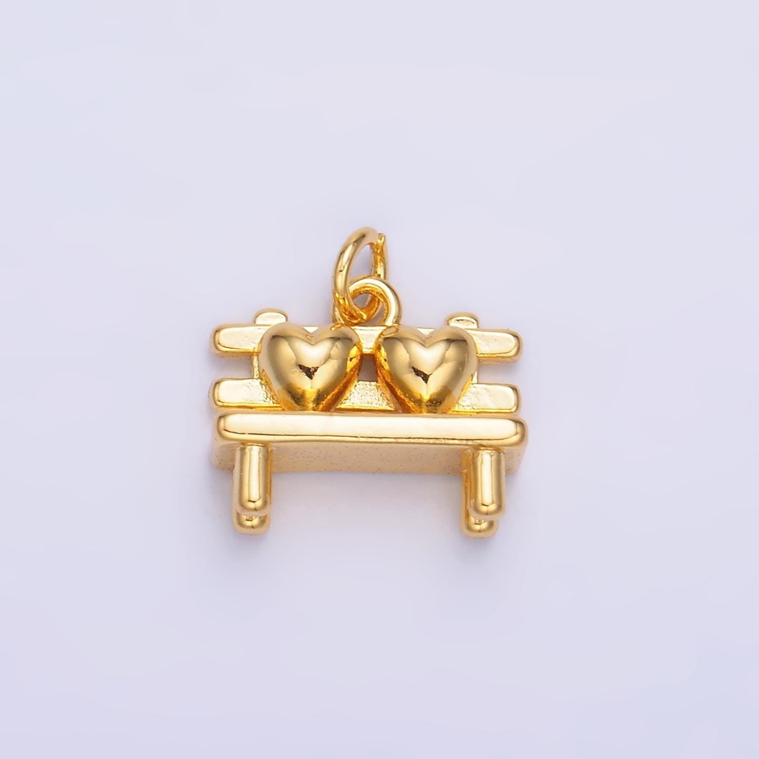 Dainty Gold Filled Heart Bench Charm Couple Valentine Jewelry Park Bench Pendant for Bracelet Necklace Drop Charm Silver Heart Charm W313
