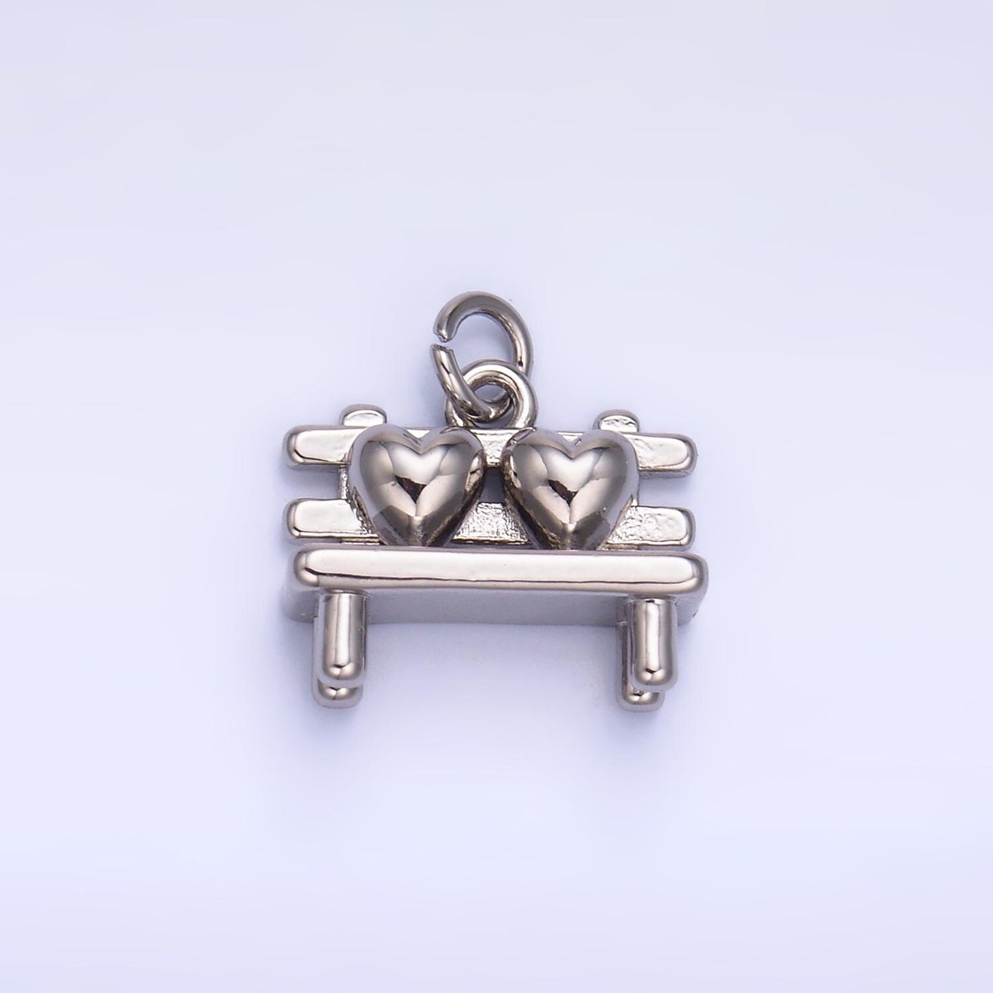 Dainty Gold Filled Heart Bench Charm Couple Valentine Jewelry Park Bench Pendant for Bracelet Necklace Drop Charm Silver Heart Charm W313