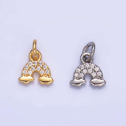 Mini Silver Rainbow Charms 24K Gold Filled CZ Cloud Pendant Charm Bracelet Necklace for DIY Jewelry Making Supply W378