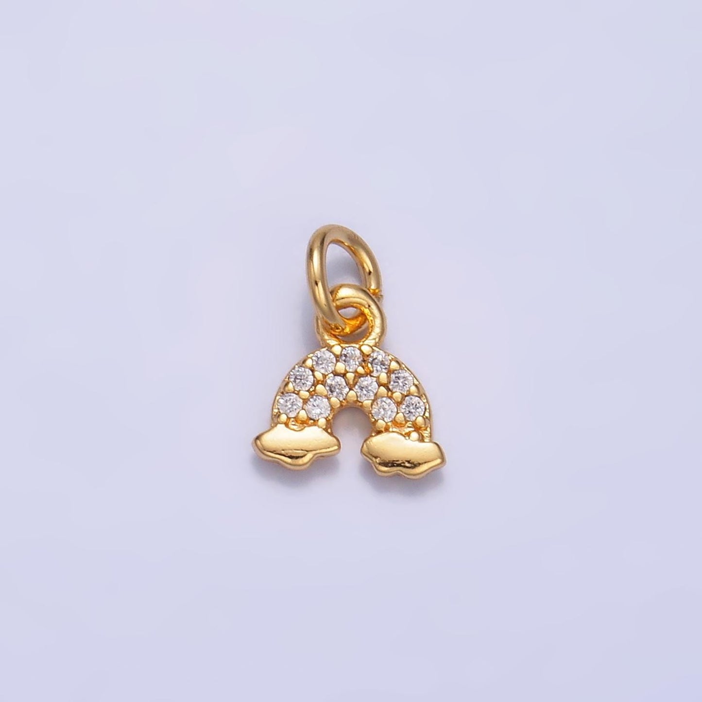 Mini Silver Rainbow Charms 24K Gold Filled CZ Cloud Pendant Charm Bracelet Necklace for DIY Jewelry Making Supply W378