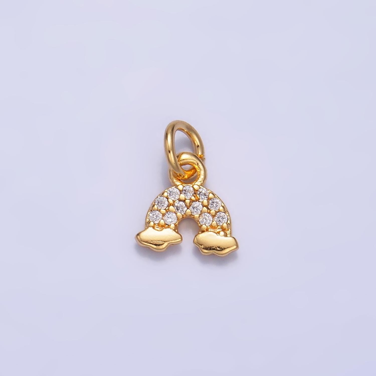 Mini Silver Rainbow Charms 24K Gold Filled CZ Cloud Pendant Charm Bracelet Necklace for DIY Jewelry Making Supply W378