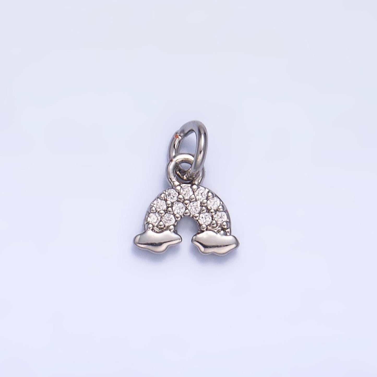 Mini Silver Rainbow Charms 24K Gold Filled CZ Cloud Pendant Charm Bracelet Necklace for DIY Jewelry Making Supply W378