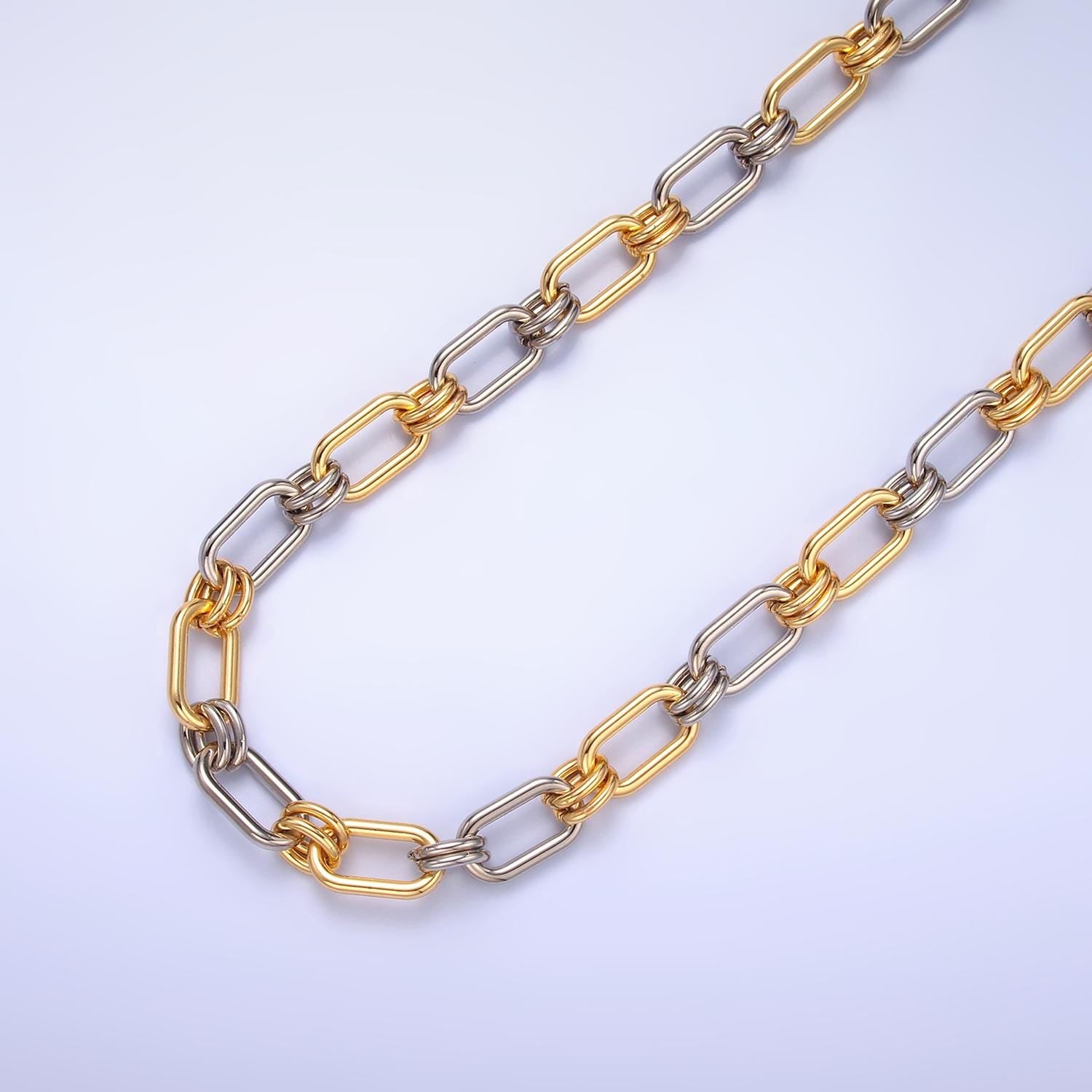 24K Gold Filled Stadium w/ Unique Connector Chain by Yard Mix Metal Link Chain Wholesale unfinished chain for Jewelry Making Roll-1540