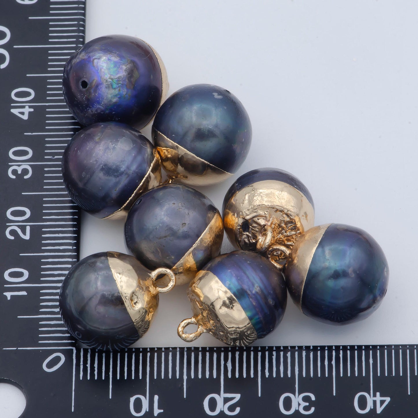 1x peacock iridescent rainbow freshwater pearl charm with gold plated edges for wedding minimalist elegant jewelry supply p-1819