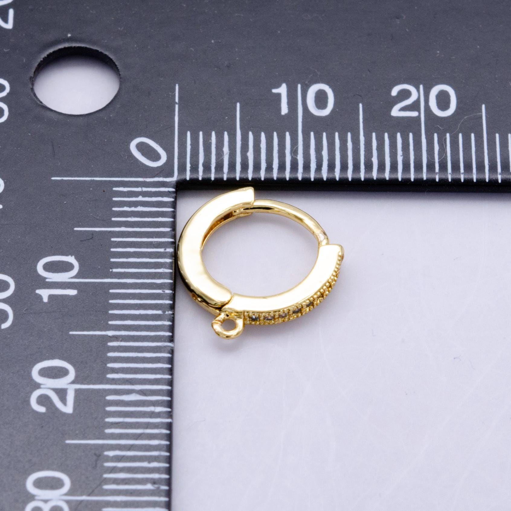 14K Gold Filled 12mm Micro Paved Huggie Earring Findings in Gold & Silver Hoop for Earring Supplies | Z1048