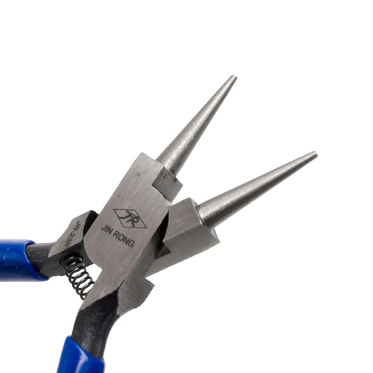 Round nose pliers, jewelry making tools blue ergonomic grip handles return leaf spring sp-007