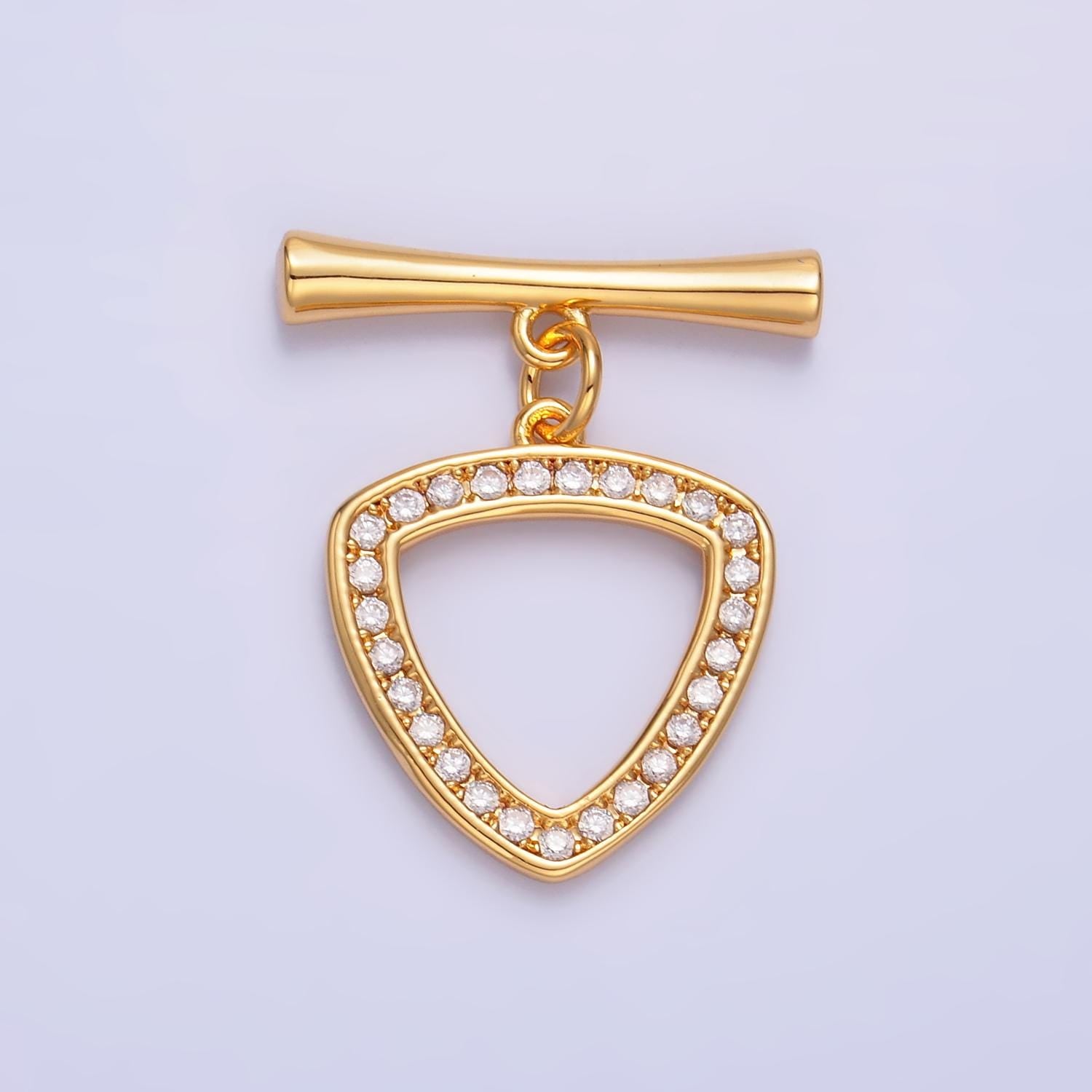 Gold micro pave cubic zirconia cz stones Triangle toggle clasp, jewelry clasp ot clasp findings | Z-1032
