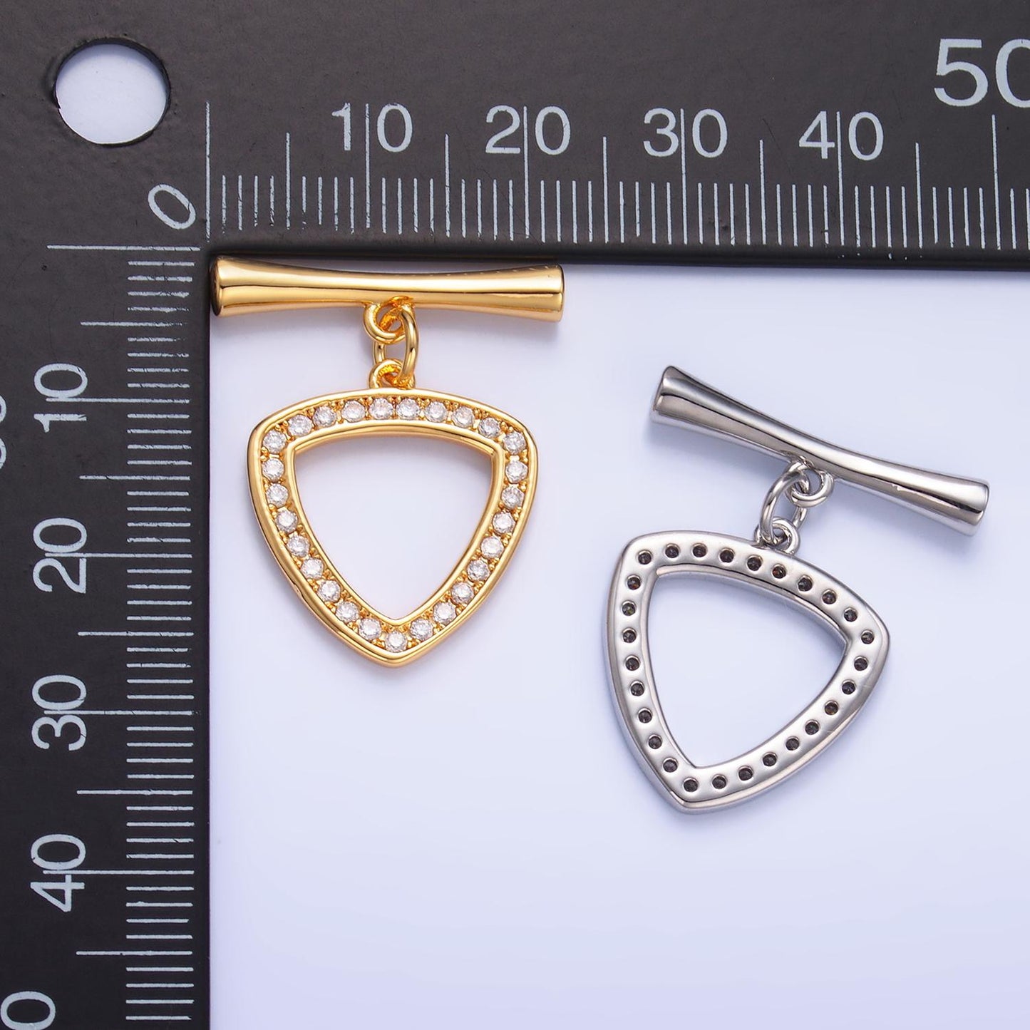 Gold micro pave cubic zirconia cz stones Triangle toggle clasp, jewelry clasp ot clasp findings | Z-1032