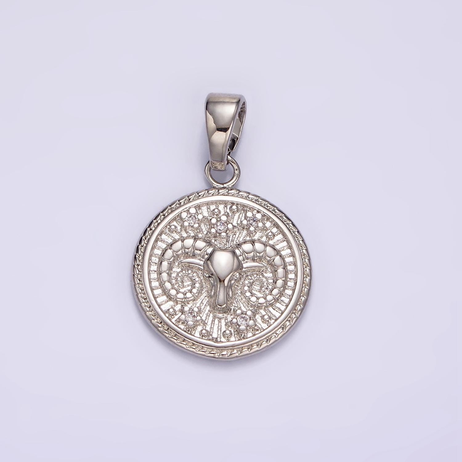 Dainty Zodiac Horoscope Sign Constellation Medallion Pendant Charm Textured Coin Decorative Edge for Necklace Jewelry Making, A1701--1706