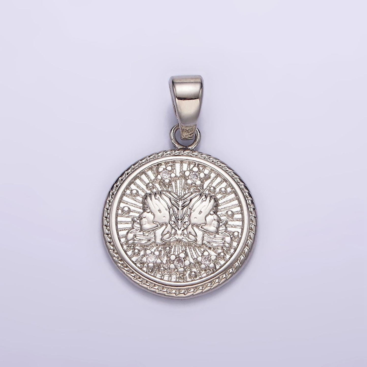 Dainty Zodiac Horoscope Sign Constellation Medallion Pendant Charm Textured Coin Decorative Edge for Necklace Jewelry Making, A1701--1706