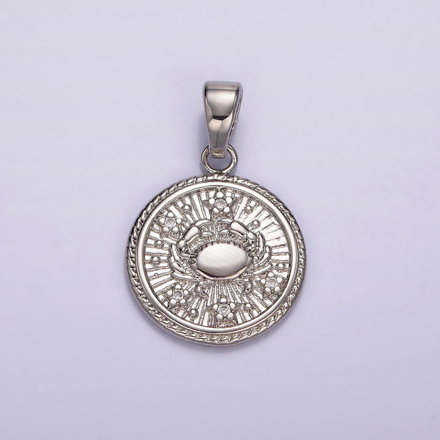 Dainty Zodiac Horoscope Sign Constellation Medallion Pendant Charm Textured Coin Decorative Edge for Necklace Jewelry Making, A1701--1706
