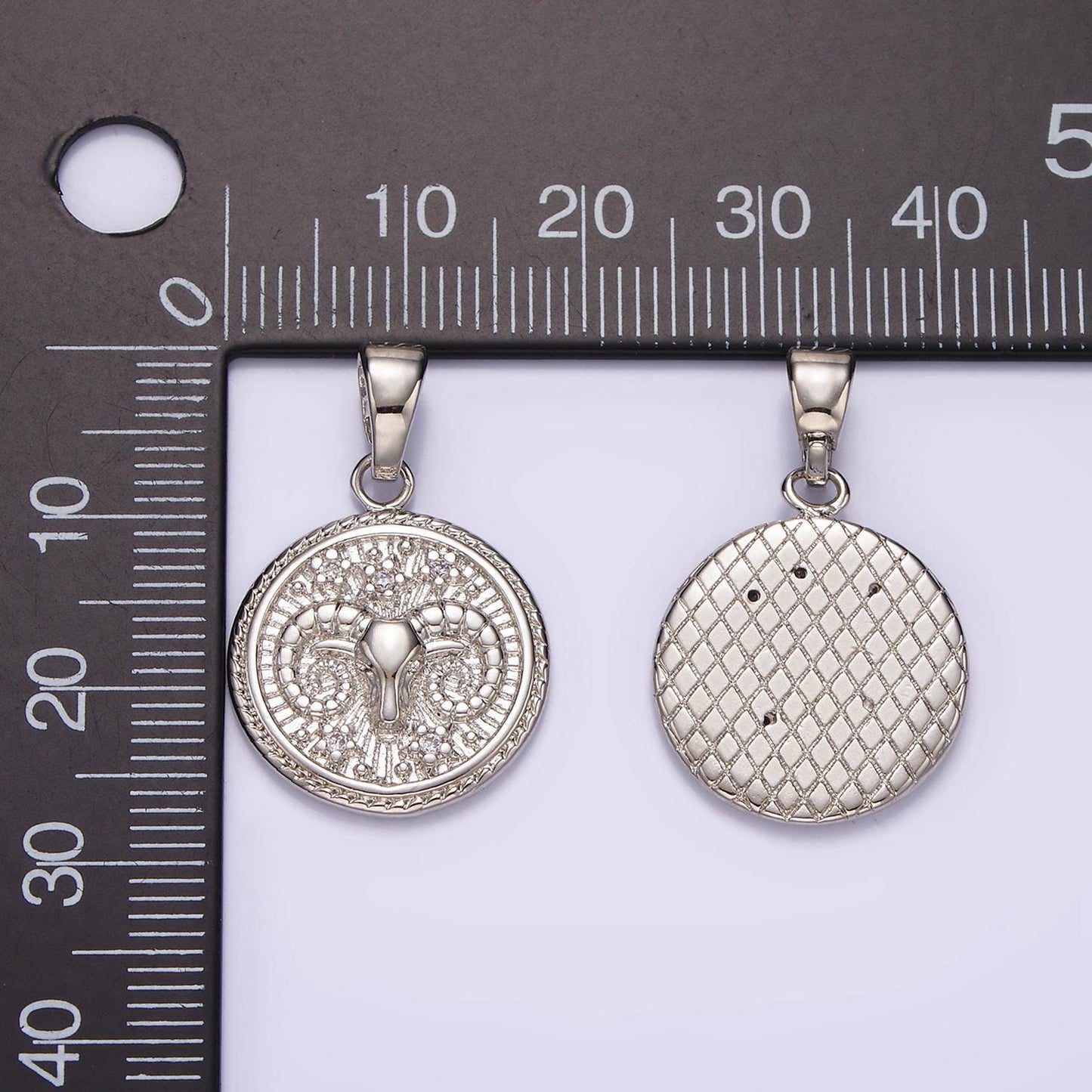 Dainty Zodiac Horoscope Sign Constellation Medallion Pendant Charm Textured Coin Decorative Edge for Necklace Jewelry Making, A1701--1706