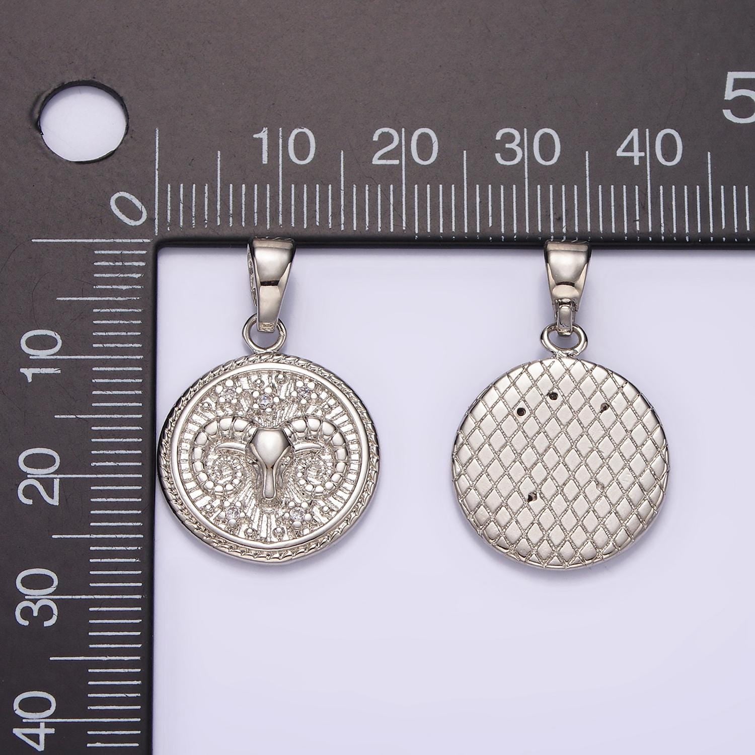 Dainty Zodiac Horoscope Sign Constellation Medallion Pendant Charm Textured Coin Decorative Edge for Necklace Jewelry Making, A1701--1706