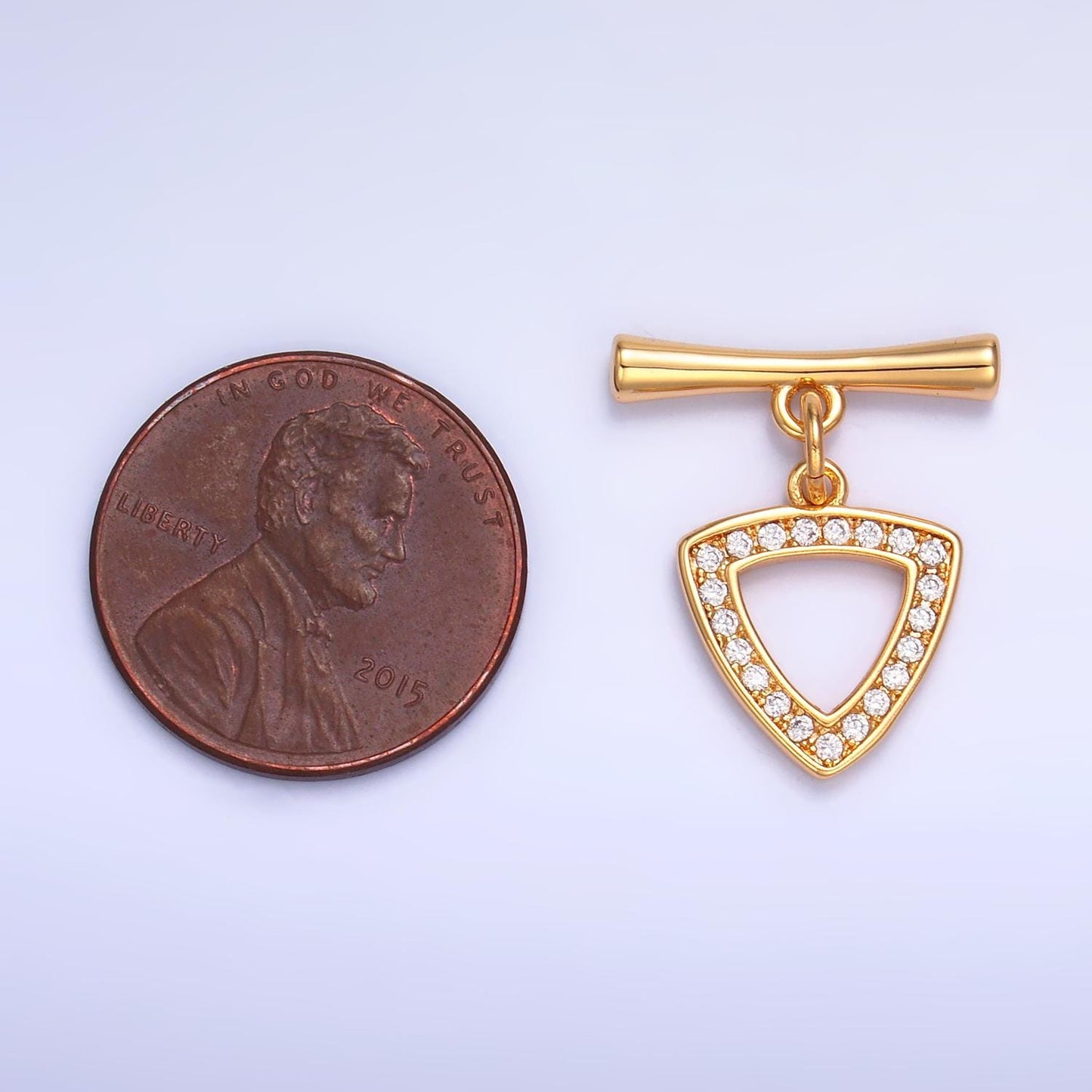 Mini Gold micro pave cubic zirconia cz stones Triangle toggle clasp, jewelry clasp ot clasp findings | Z-1033