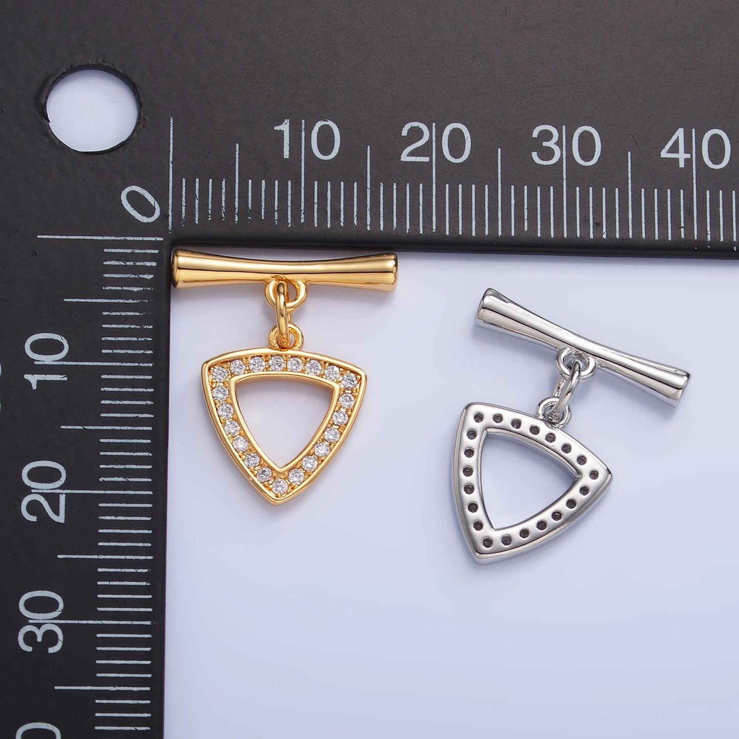 Mini Gold micro pave cubic zirconia cz stones Triangle toggle clasp, jewelry clasp ot clasp findings | Z-1033