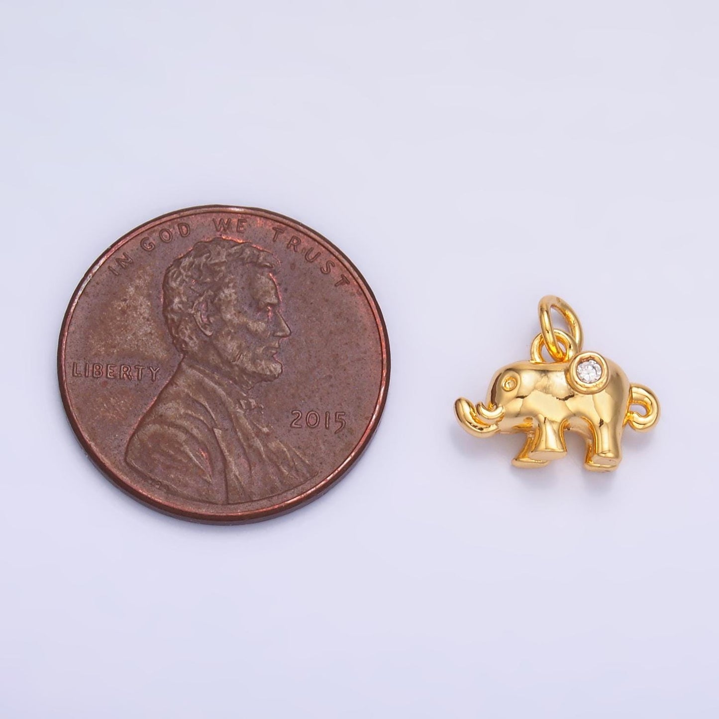 Mini gold elephant charm small dumbo charm safari animal charms 24k gold filled findings W400