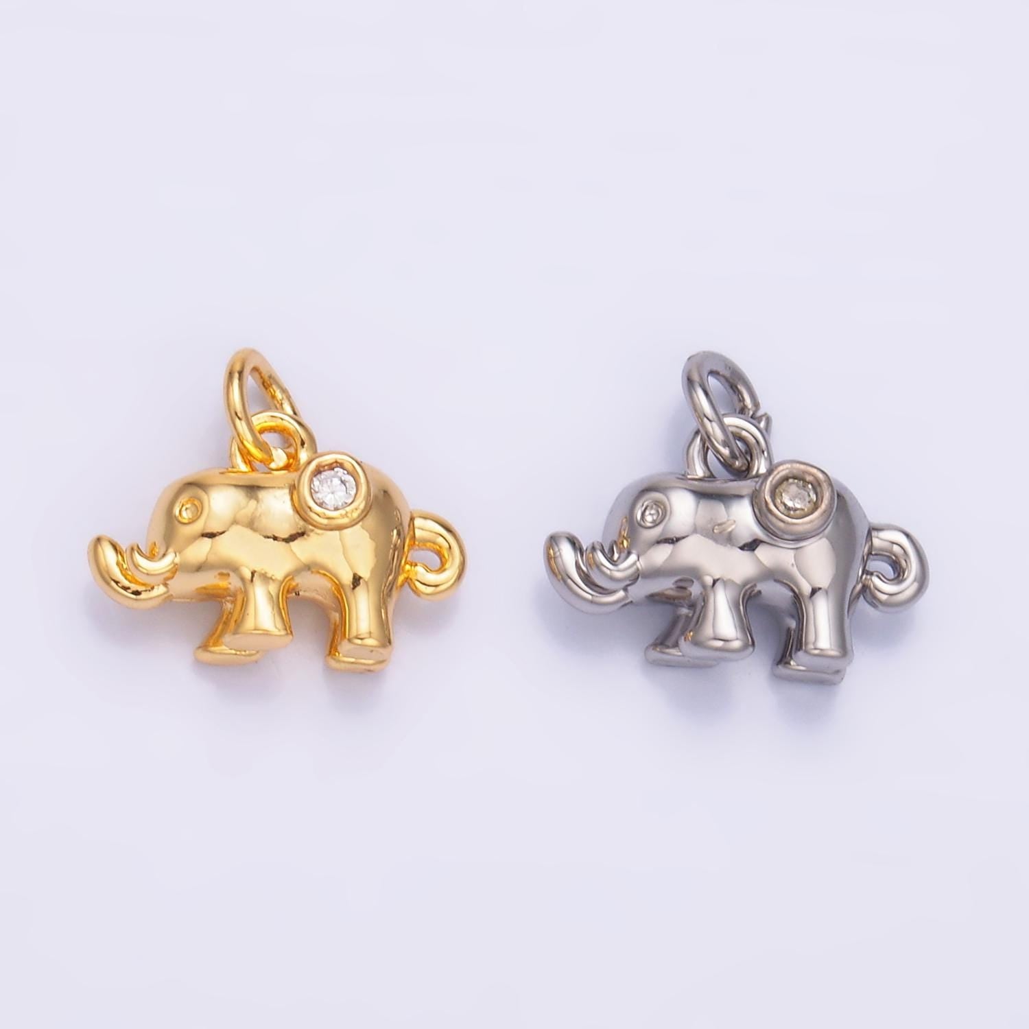 Mini gold elephant charm small dumbo charm safari animal charms 24k gold filled findings W400