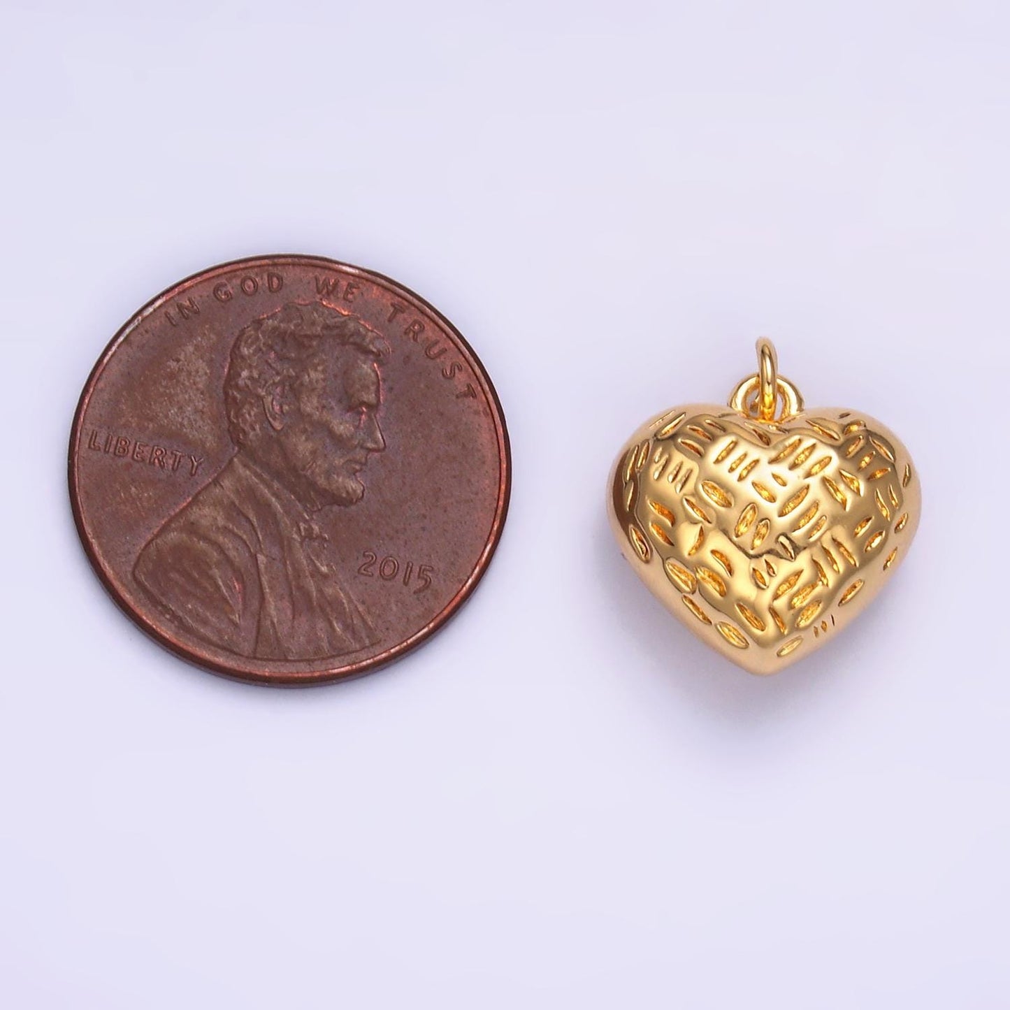 TINY Gold Puff Heart Charm. Gold Heart. Small Puffy Heart Charm. Handmade Jewelry Supplies. Handcrafted Supplies w399