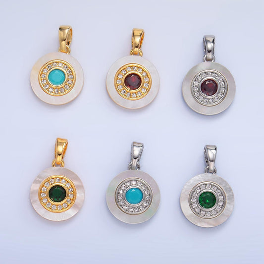 Colorful CZ Evil Eye Freshwater Pearl Gold Bezel Charm Evil Eye Round Shaped Gold Filled Pendant AA1038