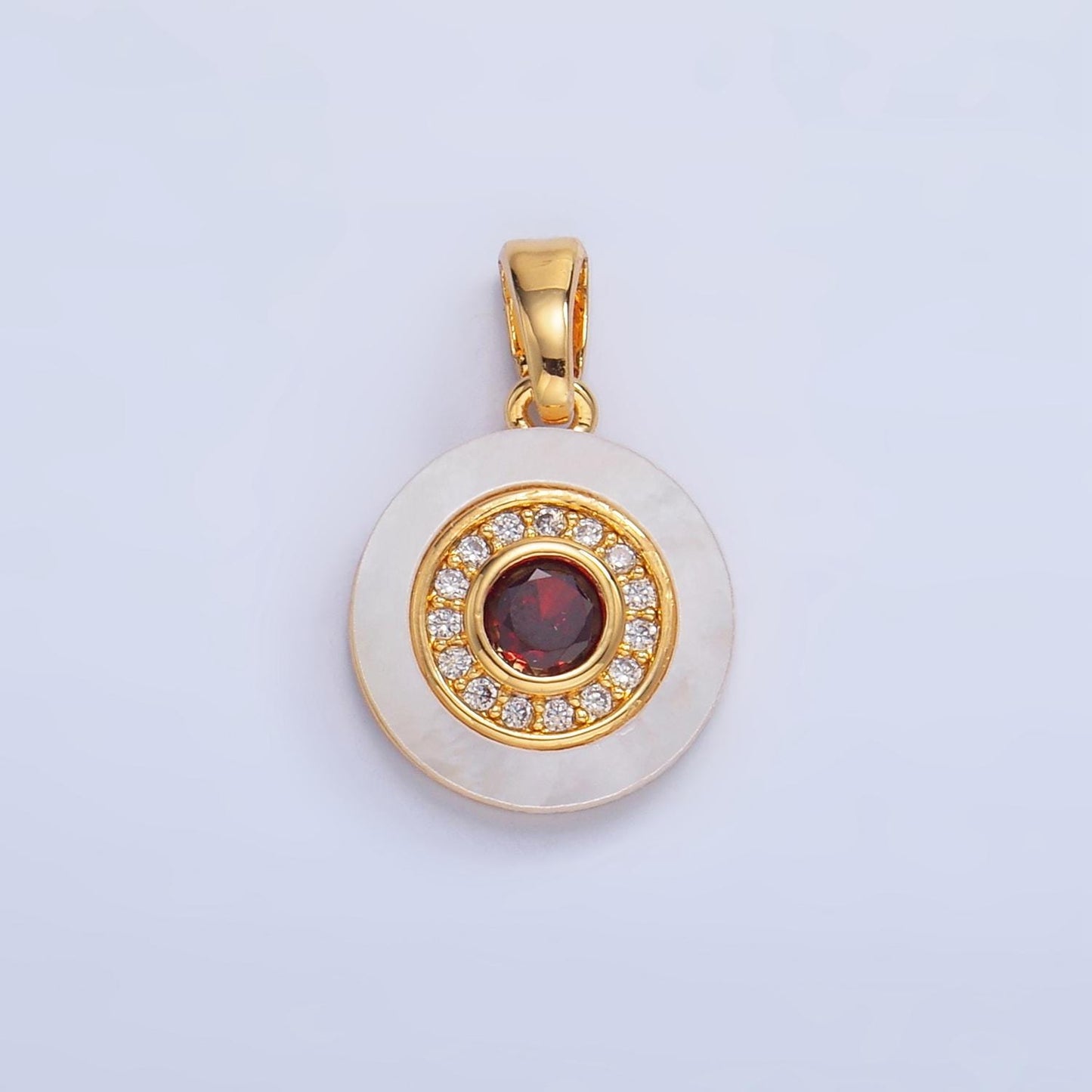 Colorful CZ Evil Eye Freshwater Pearl Gold Bezel Charm Evil Eye Round Shaped Gold Filled Pendant AA1038