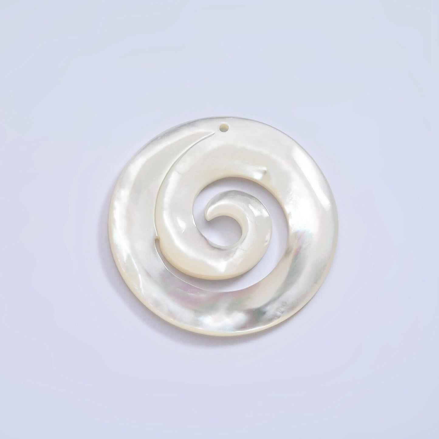 1x mop pearl round swirl pendants, white fresh water pearl coin charm spiral wave beach inspired for necklace earring supply 30mm size