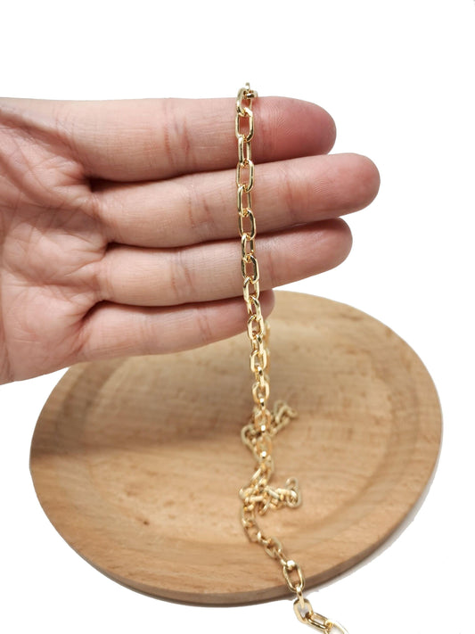 24k gold rolo cable chain by yard, oval link chain by foot,wholesale bulk roll chain for jewelry, thickness 0.9mm, roll-66