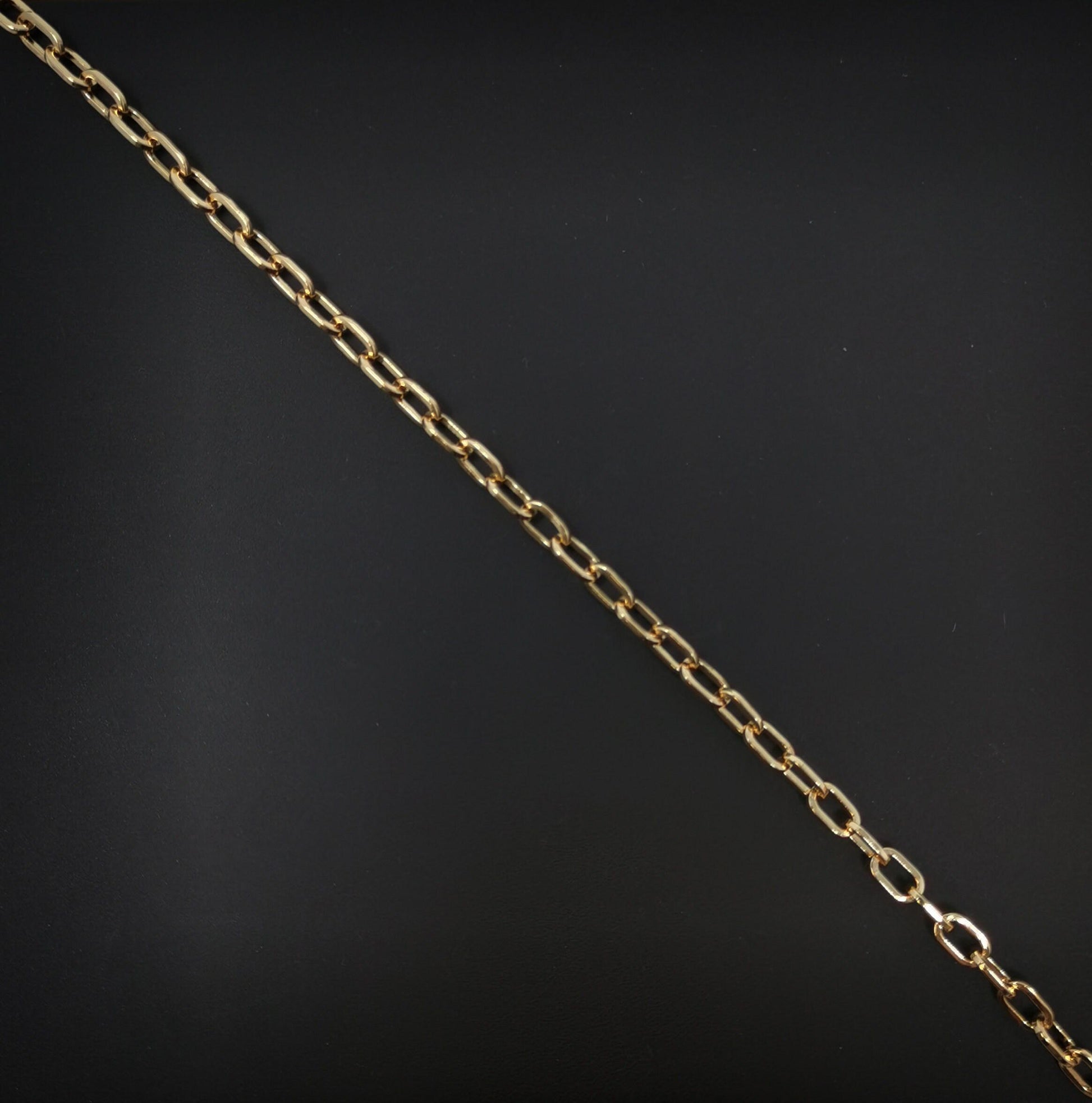24k gold rolo cable chain by yard, oval link chain by foot,wholesale bulk roll chain for jewelry, thickness 0.9mm, roll-66