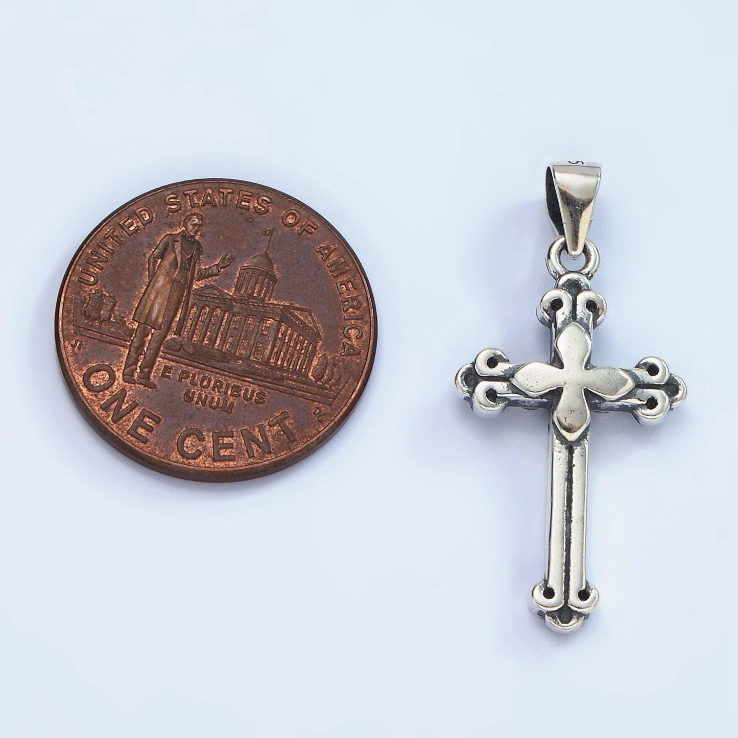 S925 sterling silver fleur passion cross charm religious pendant | sl-460