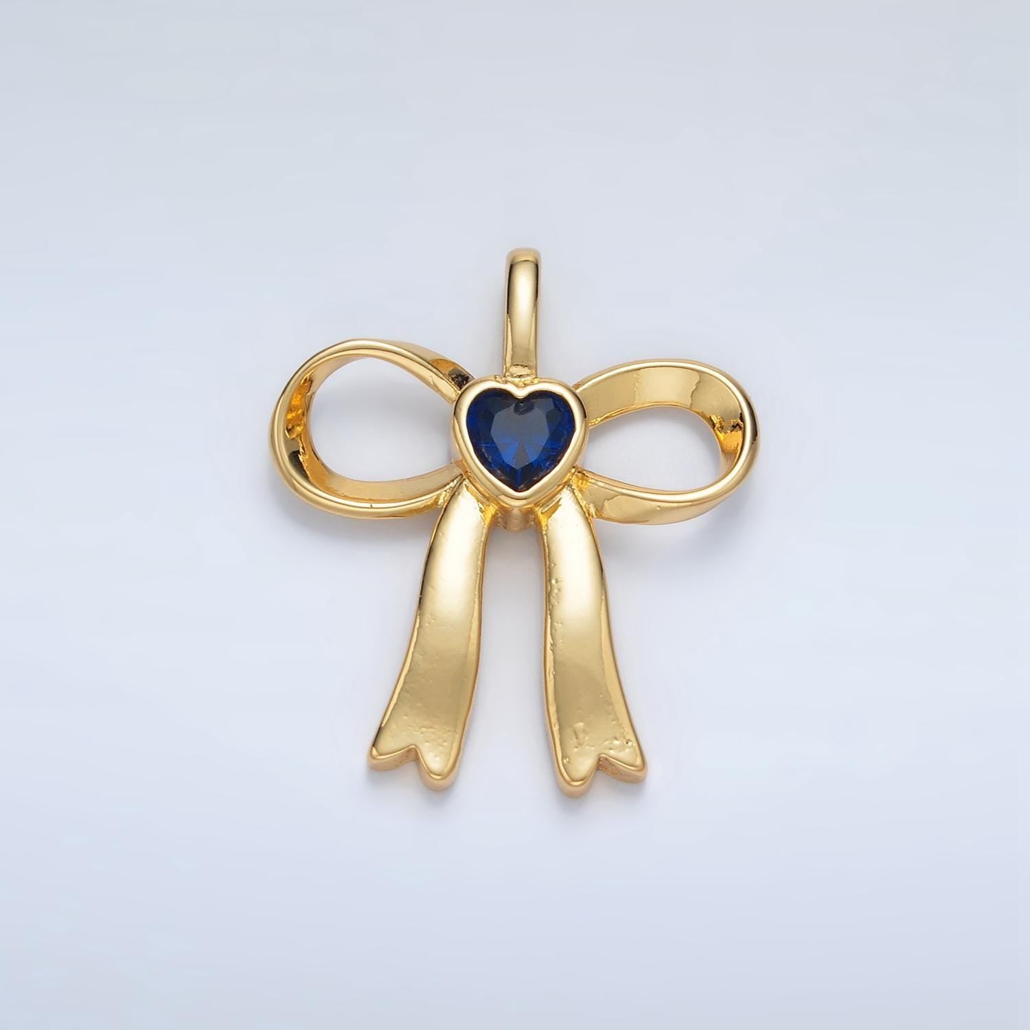 24k gold filled mini bow cz clear stone pendant, add on ribbon charm mini crystal cz birthstones for necklace bracelet supply | aa1413