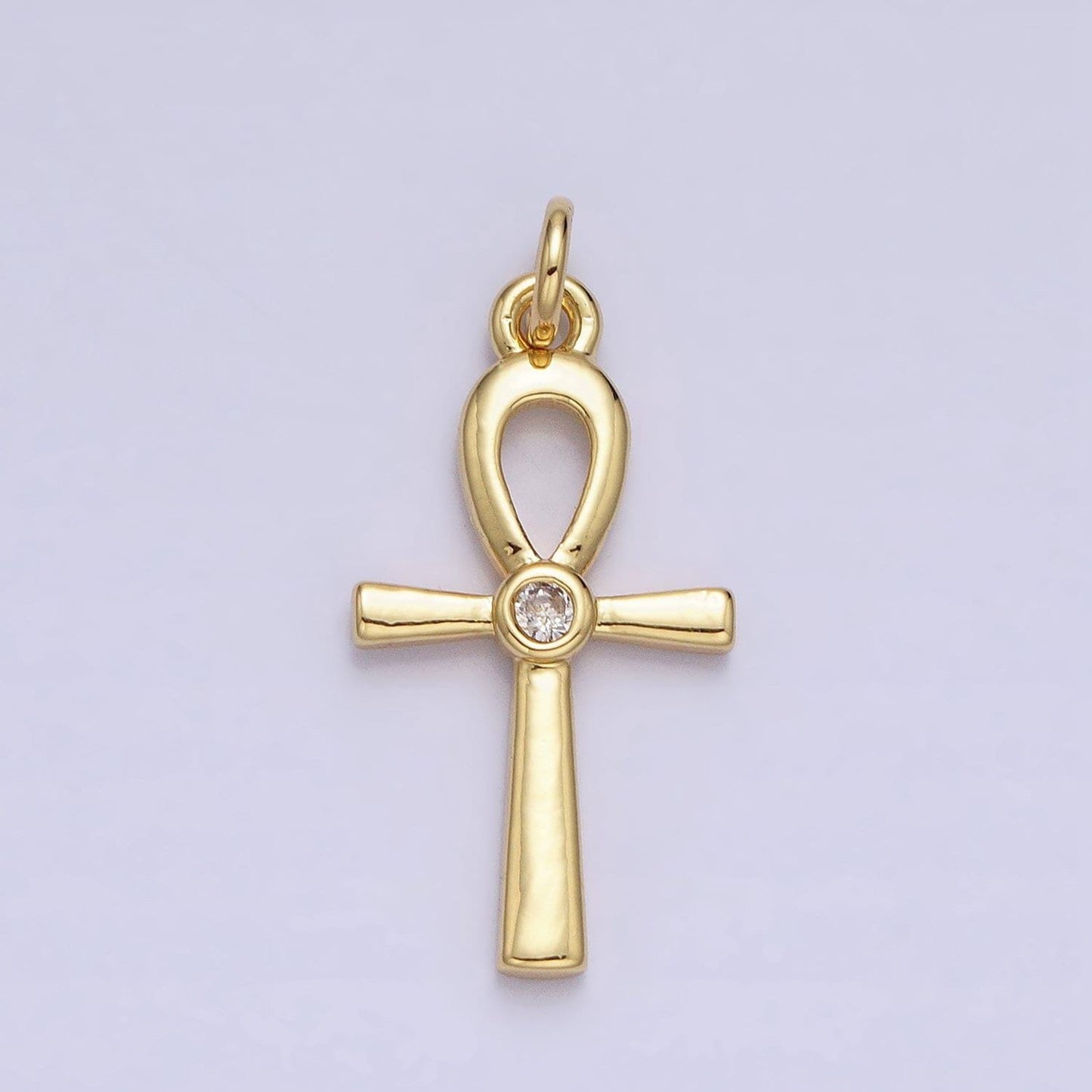 Dainty gold ankh symbol pendant charm, egyptian jewelry supply for diy necklace making, the key of life ac589